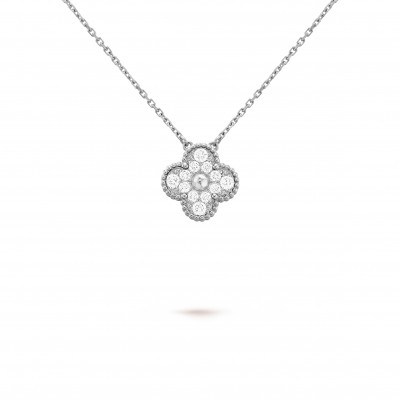 VAN CLEEF ARPELS VINTAGE ALHAMBRA PENDANT - WHITE GOLD, DIAMOND  VCARA46100